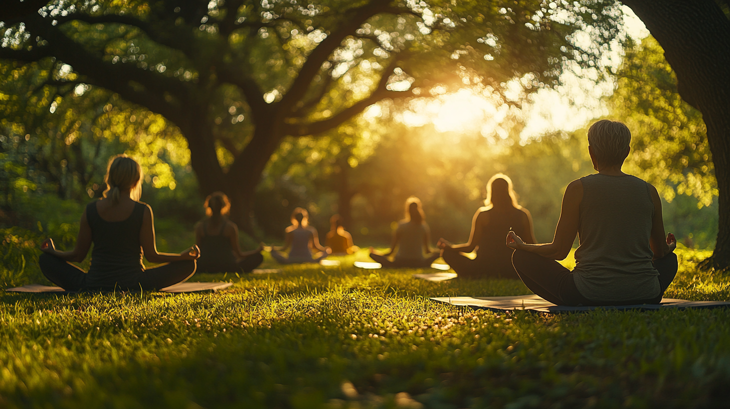 Групове заняття йогою для старших людей